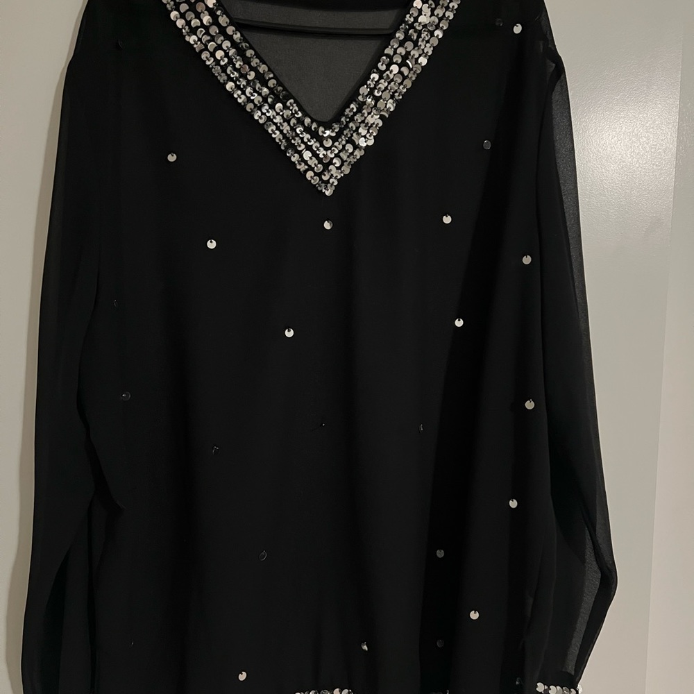 Kaktus Black and Silver Sparkly Swim Coverup